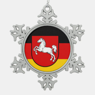 Fahne Niedersachsen Schneeflocken Weihnachten oder Zinn-Ornament