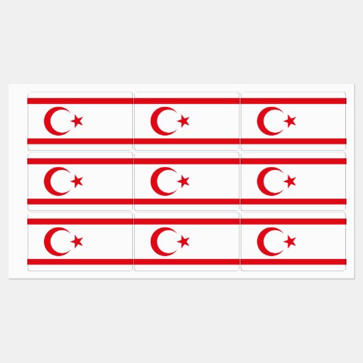 Fahne Nordzypern Etiketten (Blatt)