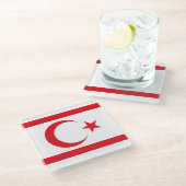 Fahne Nordzypern Glasuntersetzer (Schrägansicht)