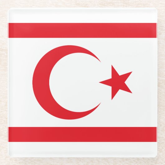 Fahne Nordzypern Glasuntersetzer (Vorderseite)