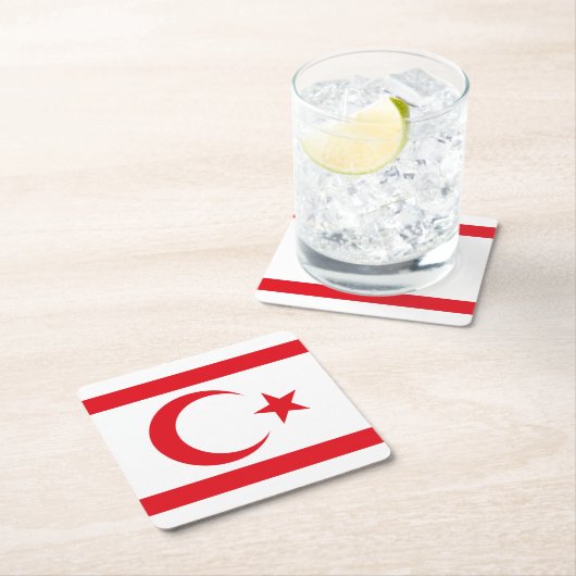 Fahne Nordzypern Rechteckiger Pappuntersetzer (Vor Ort)