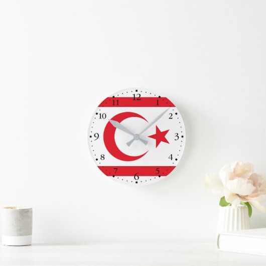 Fahne Nordzypern Runde Wanduhr (Zuhause)