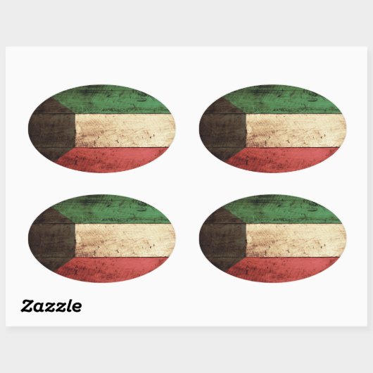 Fahne "Old Wooden Kuwait" Ovaler Aufkleber (Blatt)