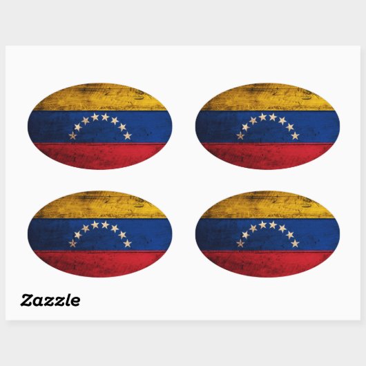 Fahne "Old Wooden Venezuela" Ovaler Aufkleber (Blatt)
