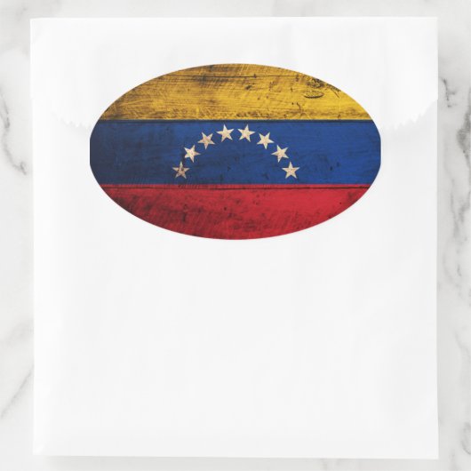 Fahne "Old Wooden Venezuela" Ovaler Aufkleber (Tasche)