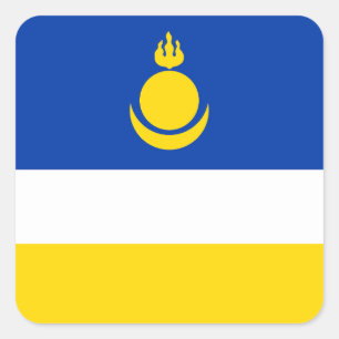 Fahne Patriotic Buryatia Quadratischer Aufkleber