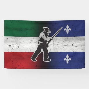 Fahne Quebec und erodierter Patriot Henri Julien Banner