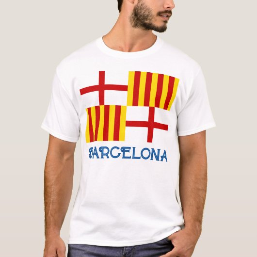 Fahne Red White Yellow Barcelona Nationalistische T-Shirt (Vorderseite)