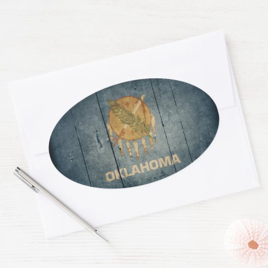 Fahne "Rugged Wood Oklahoma" Ovaler Aufkleber (Umschlag)