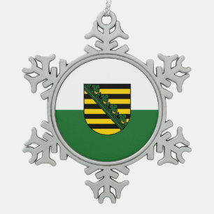 Fahne Sachsen Snowflake Weihnachtsschmuck Zwiebeln Schneeflocken Zinn-Ornament