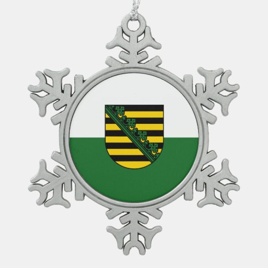 Fahne Sachsen Snowflake Weihnachtsschmuck Zwiebeln Schneeflocken Zinn-Ornament (Vorderseite)