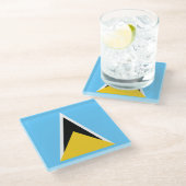 Fahne Saint Lucia Glasuntersetzer (Schrägansicht)