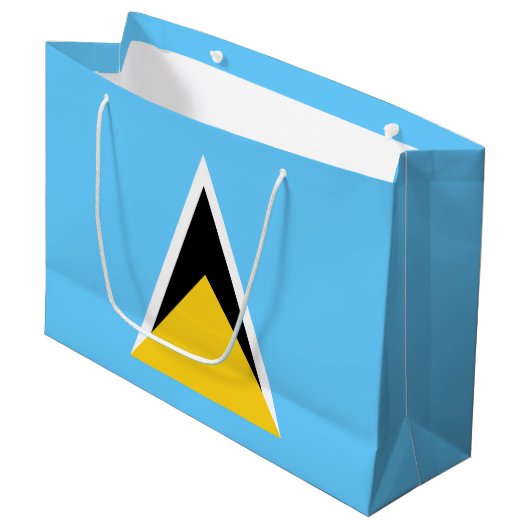 Fahne Saint Lucia Große Geschenktüte (Vorderseite Schrägansicht)