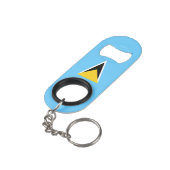 Fahne Saint Lucia Mini Flaschenöffner (Rückseite Schrägansicht)