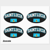 Fahne Saint Lucia Ovaler Aufkleber (Blatt)