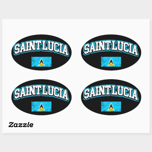 Fahne Saint Lucia Ovaler Aufkleber (Blatt)
