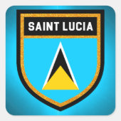Fahne Saint Lucia Quadratischer Aufkleber (Vorderseite)