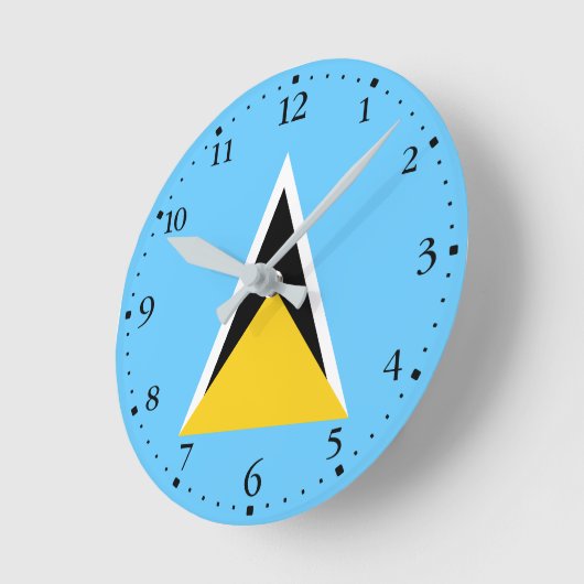 Fahne Saint Lucia Runde Wanduhr (Winkel)