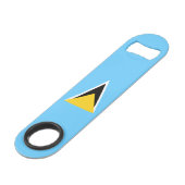 Fahne Saint Lucia Speed Flaschenöffner (Rückseite Schrägansicht)