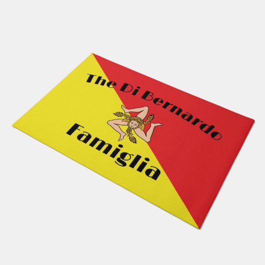 Fahne sizilianischer Familie Begrüßungsmatte Fußmatte (Schrägansicht)