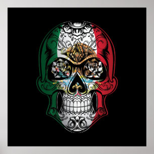 Fahne "Skull and Rose" in Mexiko Poster