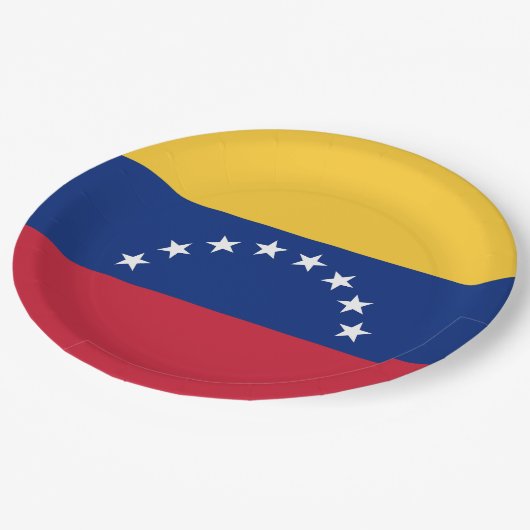 Fahne Venezuela Pappteller (Schrägansicht)