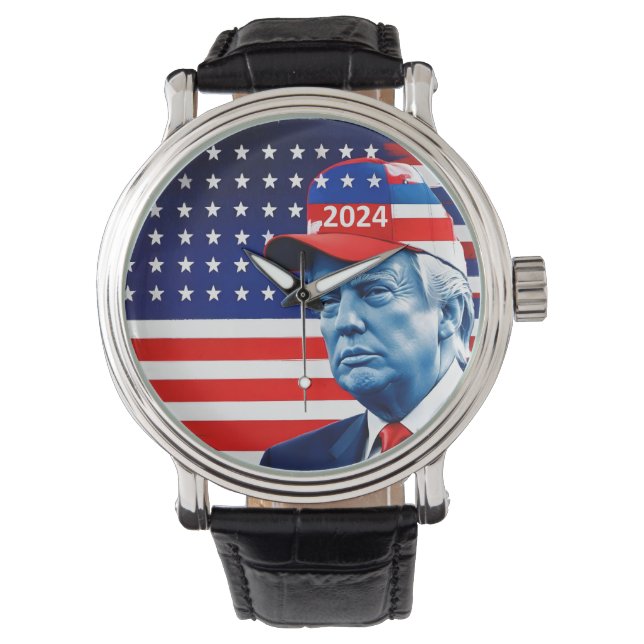 Fahne von Donald Trump 2024 Armbanduhr (Vorderseite)