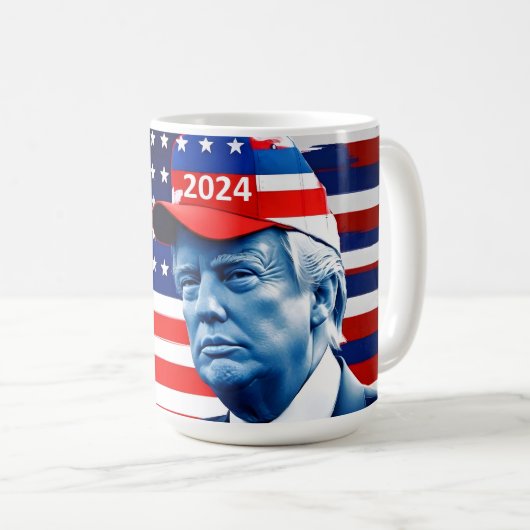 Fahne von Donald Trump 2024 Kaffeetasse (VorderseiteRechts)