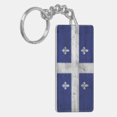 Fahne von Quebec erodierter grunger Stil Schlüsselanhänger (Vorderseite links)