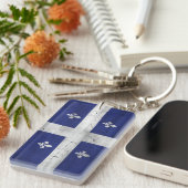 Fahne von Quebec erodierter grunger Stil Schlüsselanhänger (Vorderseite rechts)