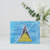 Fahne von Saint Lucia Postkarte (Stehend Vorderseite)