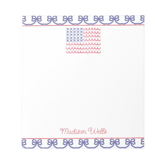 Fahne "Watercolor Patriotic Bow American" Notizblock (Vorderseite)