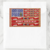 Fahne "Weihnachtsskier" und "Snow USA" Rechteckiger Aufkleber (Tasche)