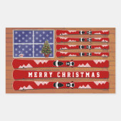 Fahne "Weihnachtsskier" und "Snow USA" Rechteckiger Aufkleber (Vorderseite)