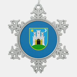 Fahne Zagreb, Kroatien Schneeflocke Weihnachten-We Schneeflocken Zinn-Ornament
