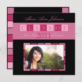 Fahnen-Abschluss-Einladungs-Mitteilung (Rosa) Einladung (Vorne/Hinten)