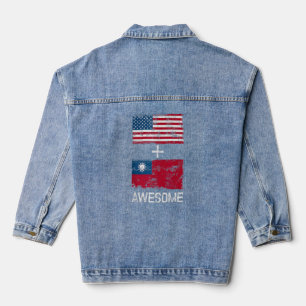 Fahnen aus den Phantastischen USA und Taiwan Jeansjacke
