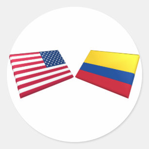 Fahnen der USA und Kolumbiens Runder Aufkleber