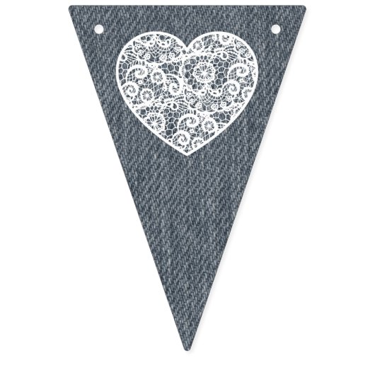 Fahnen für Denim- und Spitzenherz Wimpelkette (Dritte Fahne)