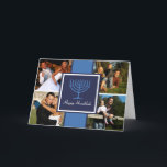 Fahnen-Karte Chanukkas Menorah Feiertagskarte<br><div class="desc">Fahnen-Karte Chanukkas Menorah. Eine reiche blaue Fahne mit einer Chanukka menorah Mitte fügt Art Ihrer Feiertagsgrußkarte hinzu. Wählen Sie einfach vier persönliche Fotos vor,  um Feiertagsbeifall zu verbreiten und Brunnen wünscht zu jeder auf Ihrer Liste.</div>