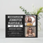 Fahnen und Foto-Ausschnitt-Absolvent-Einladung - Einladung (Stehend Vorderseite)