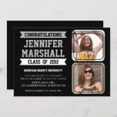 Fahnen und Foto-Ausschnitt-Absolvent-Einladung - Einladung (Vorne/Hinten)