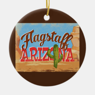 Fahnenmast-Arizona-Cartoon-Wüsten-Vintage Reise Keramik Ornament