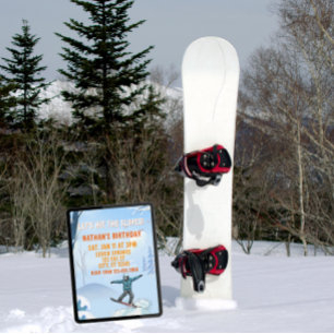 Fahr die Pisten hinab, Snowboard-Junge Geburtstag Einladung