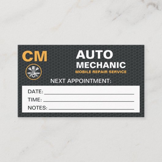 Fahrausweis für das mobile mechanische Auto Visitenkarte (Vorderseite)