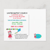 FAHRBIBLE SCHULE POSTCARD - MÄDCHENFLYING-STADT EINLADUNGSPOSTKARTE (Rückseite)