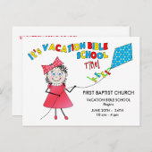 FAHRBIBLE SCHULE POSTCARD - MÄDCHENFLYING-STADT POSTKARTE (Vorne/Hinten)