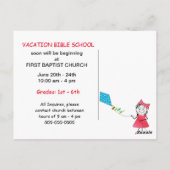 FAHRBIBLE SCHULE POSTCARD - MÄDCHENFLYING-STADT POSTKARTE (Rückseite)