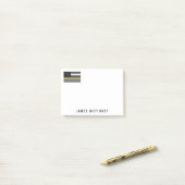 Fahrdienstleiter-dünne gelbe Linie amerikanische Post-it Klebezettel (Auf Schreibtisch)