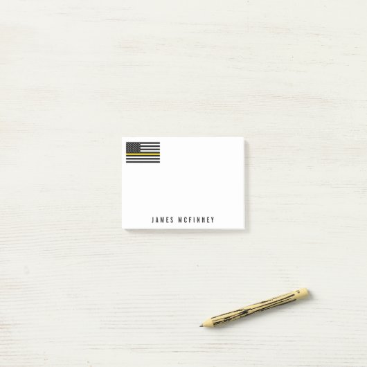 Fahrdienstleiter-dünne gelbe Linie amerikanische Post-it Klebezettel (Auf Schreibtisch)